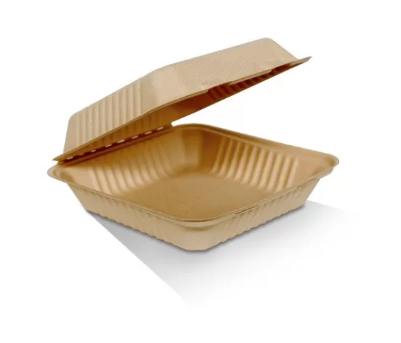 Kraft Sugarcane Clamshell 9*6*1 Compartment