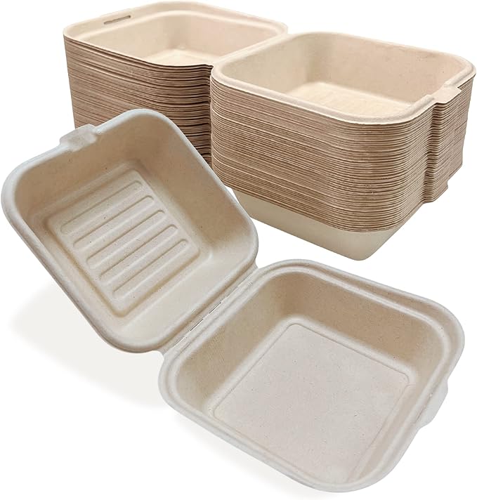 White/kraft Sugarcane Clamshell 9*9*1