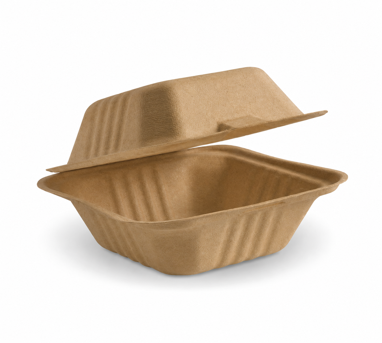 Kraft Sugarcane Clamshell 6*6*1 Compartment