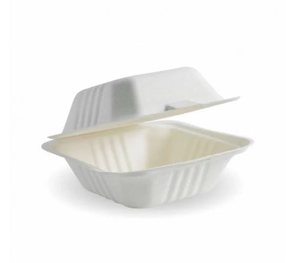 Kraft Sugarcane Clamshell 6*6*1 Compartment